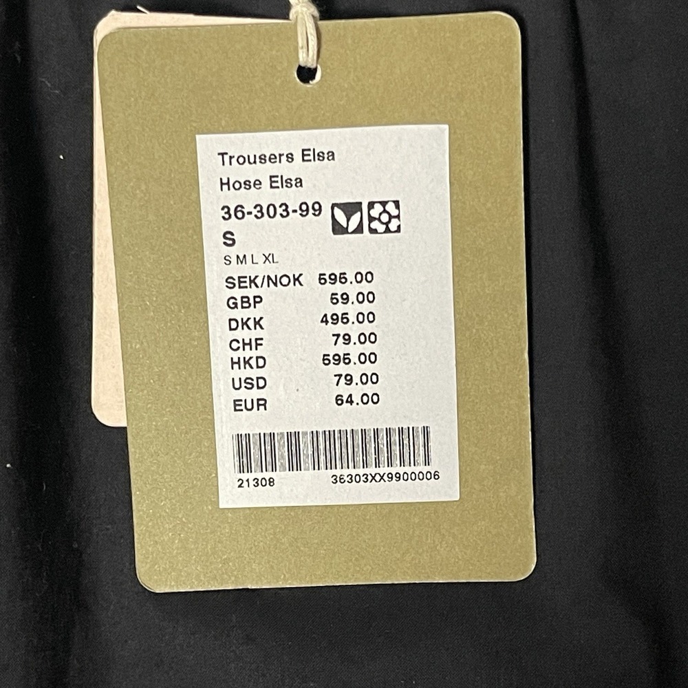 Gudrun Sjoden Trouser Elsa Pants Womens S Black Organic Cotton Elastic Waist - Picture 8 of 10